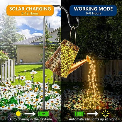 Forlivese 2PCS Solar Watering Can with Lights, Hanging Solar Garden Lights - size: 36LED