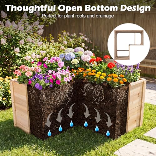 HAPPYGRILL 24.5” Wooden Raised Garden Bed with Open-Ended Base