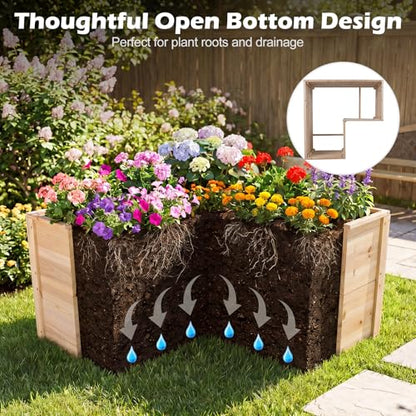 HAPPYGRILL 24.5” Wooden Raised Garden Bed with Open-Ended Base