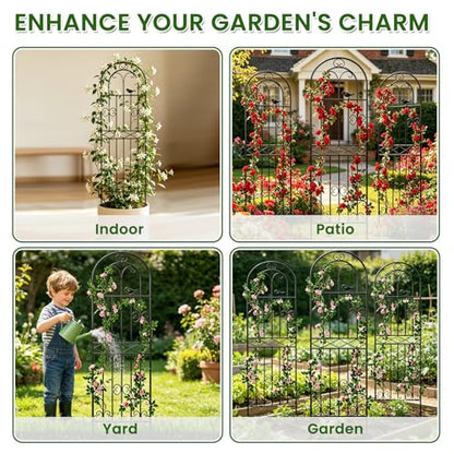 2 Pack 78.7"x19.7" Metal Gardon Trellis for Climbing Plants Outdoor, - size: 2P: 78.7" H x 19.7" W