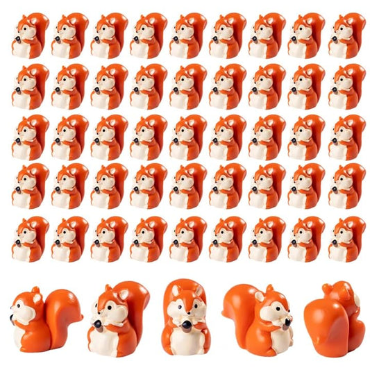 60 Pcs Mini Resin Squirrel Figurine Bulk Mini Squirrel Figurine Cake Decorations Cute Miniature Resin Sculpture Ornament Micro Landscape Office Garden Desk Party Tabletop Decor - color: Solid Squirrel-60p