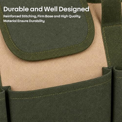 Foldable Garden Tool Tote Bag 8 Pocket Canvas Organizer (14x6in)