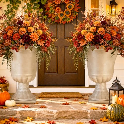 22" Tall Urn Planters Set of 2 Large Flower Pots, Antique Ivory - color: 22"-antique Ivory