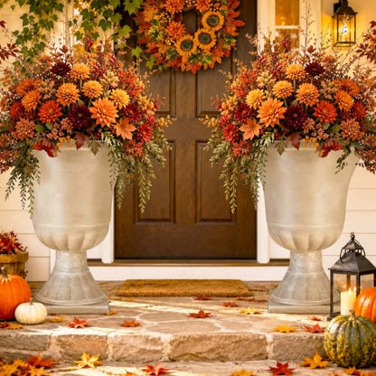 22" Tall Urn Planters Set of 2 Large Flower Pots, Antique Ivory - color: 22"-antique Ivory