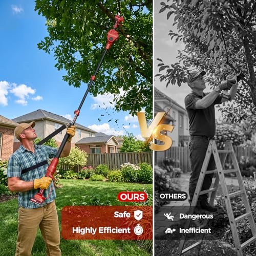 2-in-1 Electric Pruning Shears Cordless with Pole, 2.1" Cutting Diameter Pole Pruning Shears, Brushless Motor, Extra Blade, 2 * 2Ah Batteries, 2 Modes Adjustable Pruning Shears for Tree Flower - size: 2.1"