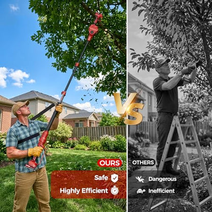 2-in-1 Electric Pruning Shears Cordless with Pole, 2.1" Cutting Diameter Pole Pruning Shears, Brushless Motor, Extra Blade, 2 * 2Ah Batteries, 2 Modes Adjustable Pruning Shears for Tree Flower - size: 2.1"