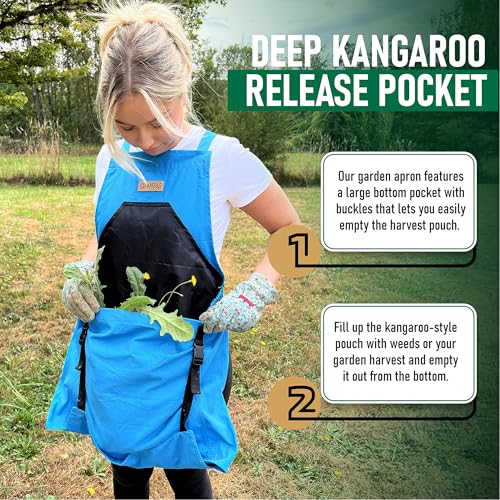 Grampa's Gardening Apron Cross Back Garden Apron with Large Pockets - color: Blue