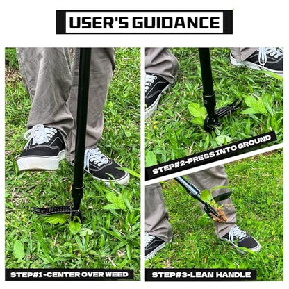 High Hardness Weed Pulling Tool - Manual Stand Up Weed Puller Tool Head Replacement - 4-Claw Steel Head Design, Black