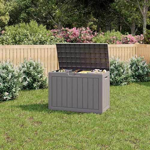 45 Gallon Outdoor Storage Box Waterproof Deck Box Patio Storage - color: Gray, style: 45Gallon
