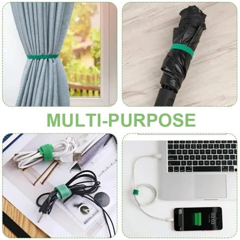 2 Rolls Reusable Nylon Plant Ties Loop Hook Garden Support Tape, (Green) - color: Green