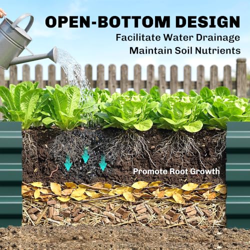 Outsunny 8' x 3' x 1' Galvanized Raised Garden Bed, Green - color: Green