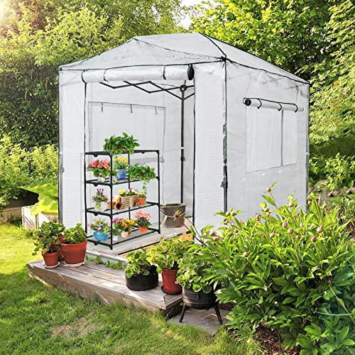 EAGLE PEAK 8x6 Easy Setup Pop Up Greenhouse, Clear/White - color: Clear/White, size: 8x6