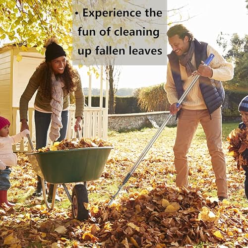 Garden Leaf Rake, 8.5" Head, 36-74 " Adjustable Handle, Sturdy Steel Tines - color: silver, size: 25tine