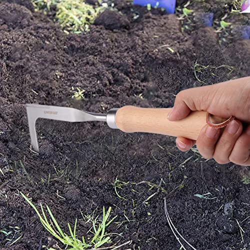 Crack Weeder,Stainless Steel Crevice Weeding Tool with Wood Handle