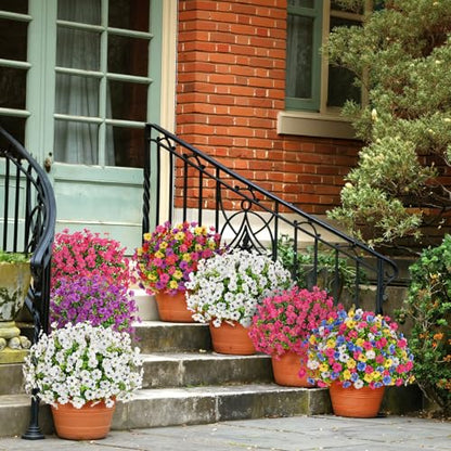 Bassion 16 Bundles Artificial Flowers for Outdoors Fake Flowers, White - color: White