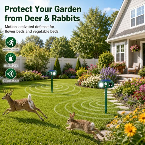 Sonic Fortress Pro Deer Repellent Device Solar Ultrasonic Animal Repellent