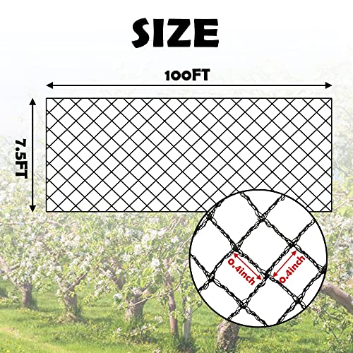 Bird Netting 7.5x100 Ft, 1/2In Mesh Garden Bird Netting, Fruit Tree Netting - size: 7.5x100ft-1/2in mesh