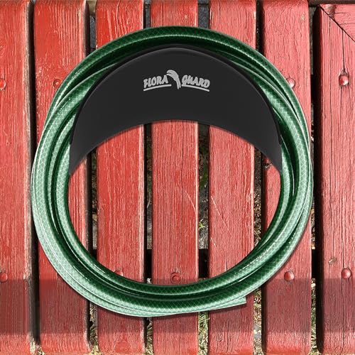 FLORA GUARD Garden Hose Holder, Heavy Duty Hose Hanger Wall Mount - color: Black