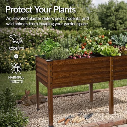 Best Choice Products 72x24x30in Non Toxic Galvanized Raised Garden Bed, Metal Elevated Planter Box, Vegetable Garden, 100% Non Toxic Materials - Dark Brown Wood Grain - color: Dark Brown Wood Grain, size: 72x24x30in