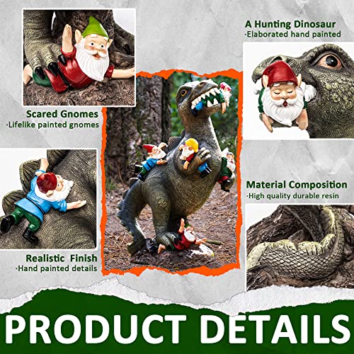 SOWSUN 10.7" Garden Gnomes Statue Dinosaur Outdoor Decor Gifts for Women - size: 10.7" Dinosaur
