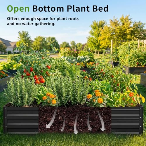 DoCred 4x2x1Ft Raised Garden Bed with 87"H Arch Trellis for Climbing Plants - color: Black