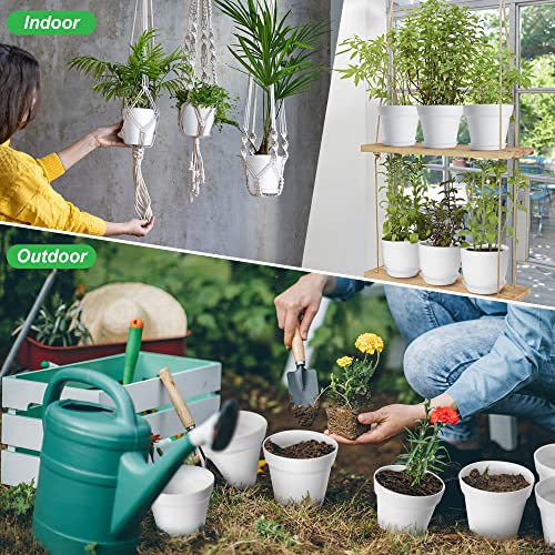 7 Pack Mix Size Plastic Plant Pots, 6.2/5.4/4.8/4.5/4 inch Indoor Planters - color: White, size: MIX-7Pack