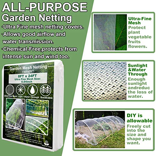 Ultra Fine Garden Pest Barrier Netting, Plant Covers 8x24ft Protection Net - size: 8ftx24ft