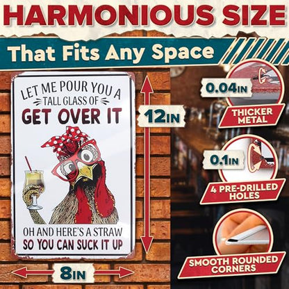 Metal Signs for Outside and Inside, 8 x 12 In, Funny Tin Wall Art - color: Let Me Pour You