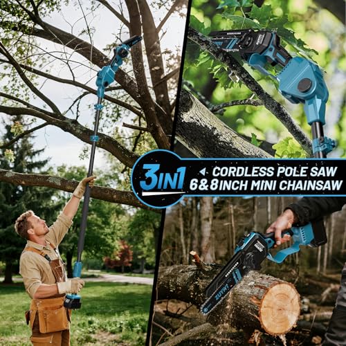 3-in-1 Cordless Pole Saw for Makita 18V Battery, Electric Chainsaw
