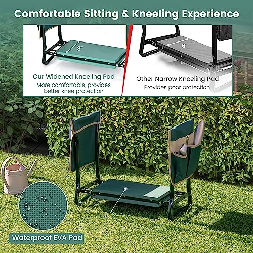 IRONMAX Garden Kneeler and Seat, Heavy Duty Foldable Gardening Bench Stool w/Soft Foam Pad & 2 Tool Storage Bags for Kneeling & Sitting, Gardening Gifts for Women Men - style: 2 Tool Storage Bags