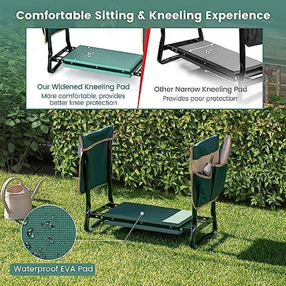 IRONMAX Garden Kneeler and Seat, Heavy Duty Foldable Gardening Bench Stool w/Soft Foam Pad & 2 Tool Storage Bags for Kneeling & Sitting, Gardening Gifts for Women Men - style: 2 Tool Storage Bags