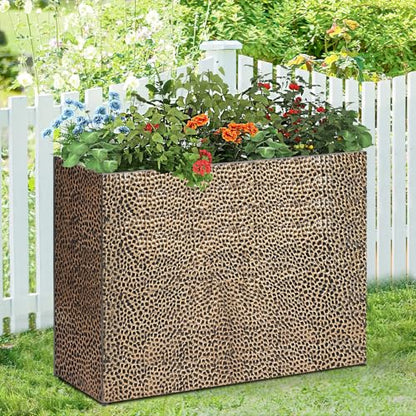 BAYN Large Rectangular Metal Garden Block Planter Box 32x12x24 Inch - color: Copper