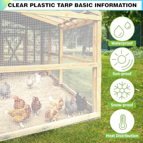 25x35Ft Clear Greenhouse Plastic Covering Tarp for Chicken Coop(16mil) - size: 25x35FT