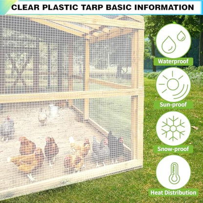 10x20Ft Clear Greenhouse Plastic Covering Tarp for Chicken Coop(16mil) - size: 10x20FT