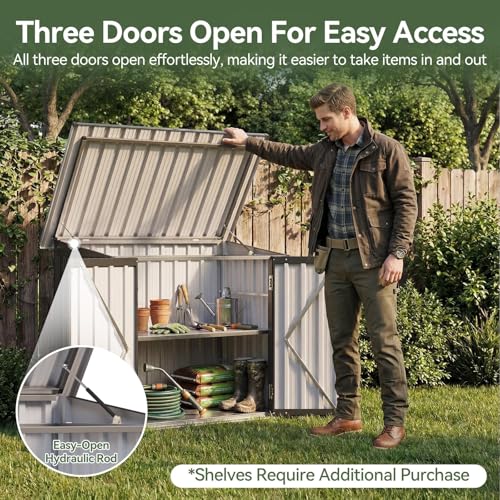 Aoxun Outdoor Storage Cabinet 35 Cu.Ft Metal Storage Shed with Floor