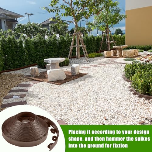 Sasylvia 2.5 Inch x 200 FT Landscape Edging, Brown Plastic Garden Border - color: Brown, size: 2.5 Inch x 200 FT
