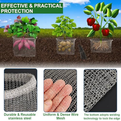 10 Pack Go-pher Baskets 5 Gallon, Stainless Steel Metal Wire Mesh Baskets