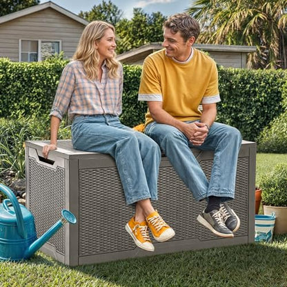 YITAHOME 100 Gallon Large Deck Box - color: Taupe