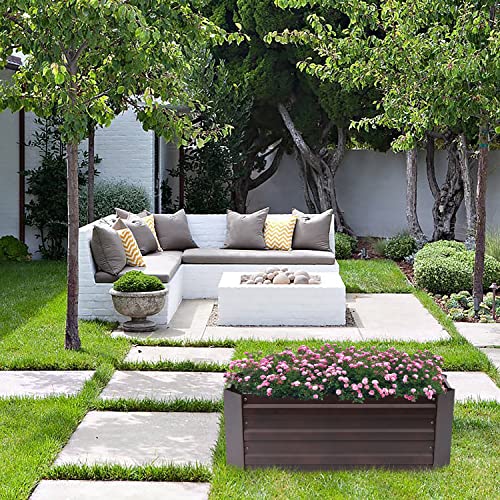LuxenHome Galvanized Raised Garden Bed Kit, 32"