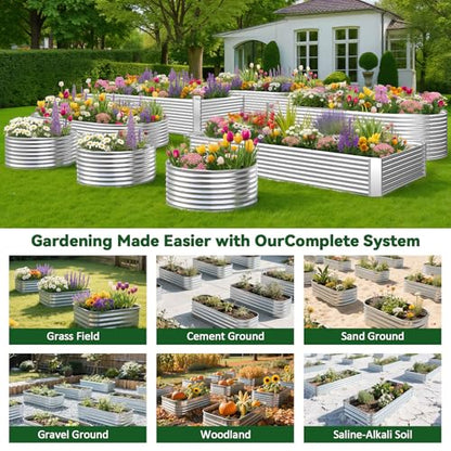 2 Pack Tall 8FT Raised Beds for Gardening, Corrugated Galvanized Steel Raised Garden Bed, Outdoor Metal Above Ground Garden Bed for Vegetables and Flowers(Rectangular)-8x3x1.5FT - size: 8x3x1.5FT