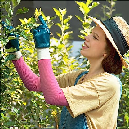 OriStout Cut Resistant Farmer Sleeves with Tumb Hole, Pink, 2 Pairs - color: Pink (2 Pairs) - Long, size: One Size