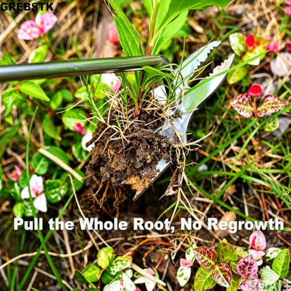 GREBSTK Deep Root Weed Puller, Stainless Steel Heavy Duty 5+2 Tooth