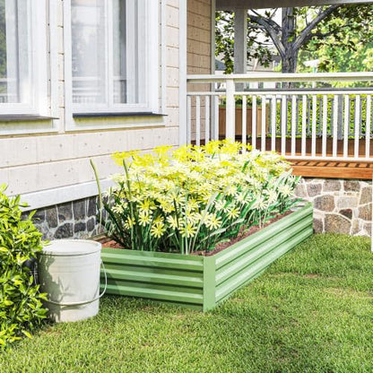 Outsunny 8' x 3' x 1' Galvanized Raised Garden Bed, Light Green - color: Light Green