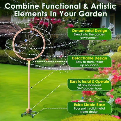 34" Ornamental Sprinkler, 360° Rotating, Dragonfly - style: Dragonfly