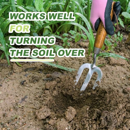 Haliaeetus Garden Hand Fork, 12.3'' Hand Weeding Fork with Sharp Tine