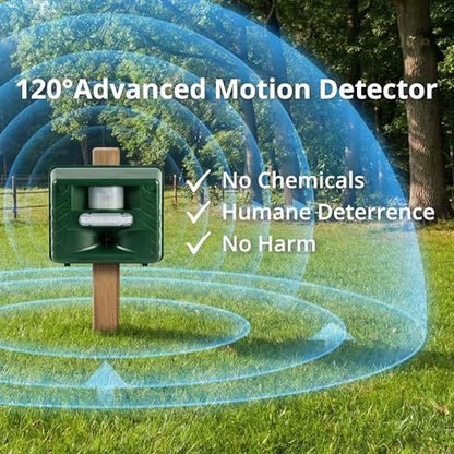 ASPECTEK Yard Sentinel Ultrasonic Animal Repeller with Strobe Light, 3 Mode Protection, Motion Sensor, Deterrent for Deer, Raccoons, Squirrels and Opossums AC and Battery Powered - 1 Pack - style: With Strobe Light