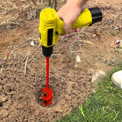 Auger Drill Bit for Planting - 1.6"X16.5" Heavy-Duty Garden Auger Spiral Drill Bit - Bulb Planter Tool - 3/8" Hex Drive Drill - size: 1.6"X16.5"-Red