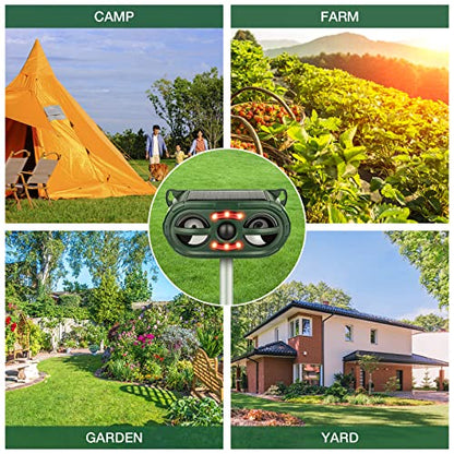 Solar Deer Repellent Devices with Motion Sensor, Ultrasonic Sound and LED