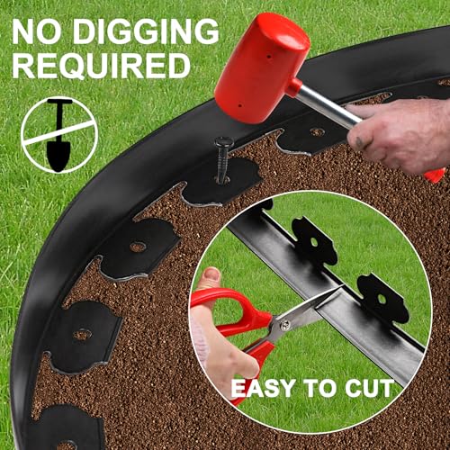 1.5 Inch x 33FT Garden Edging Border,Landscaping with 45pcs Spikes - size: 1.5IN x 33FT