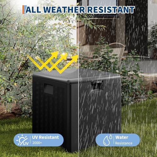 IDEALHOUSE 28 Gal Waterproof Blow Molded Resin Deck Box, Black - color: Black, size: 28 Gallon